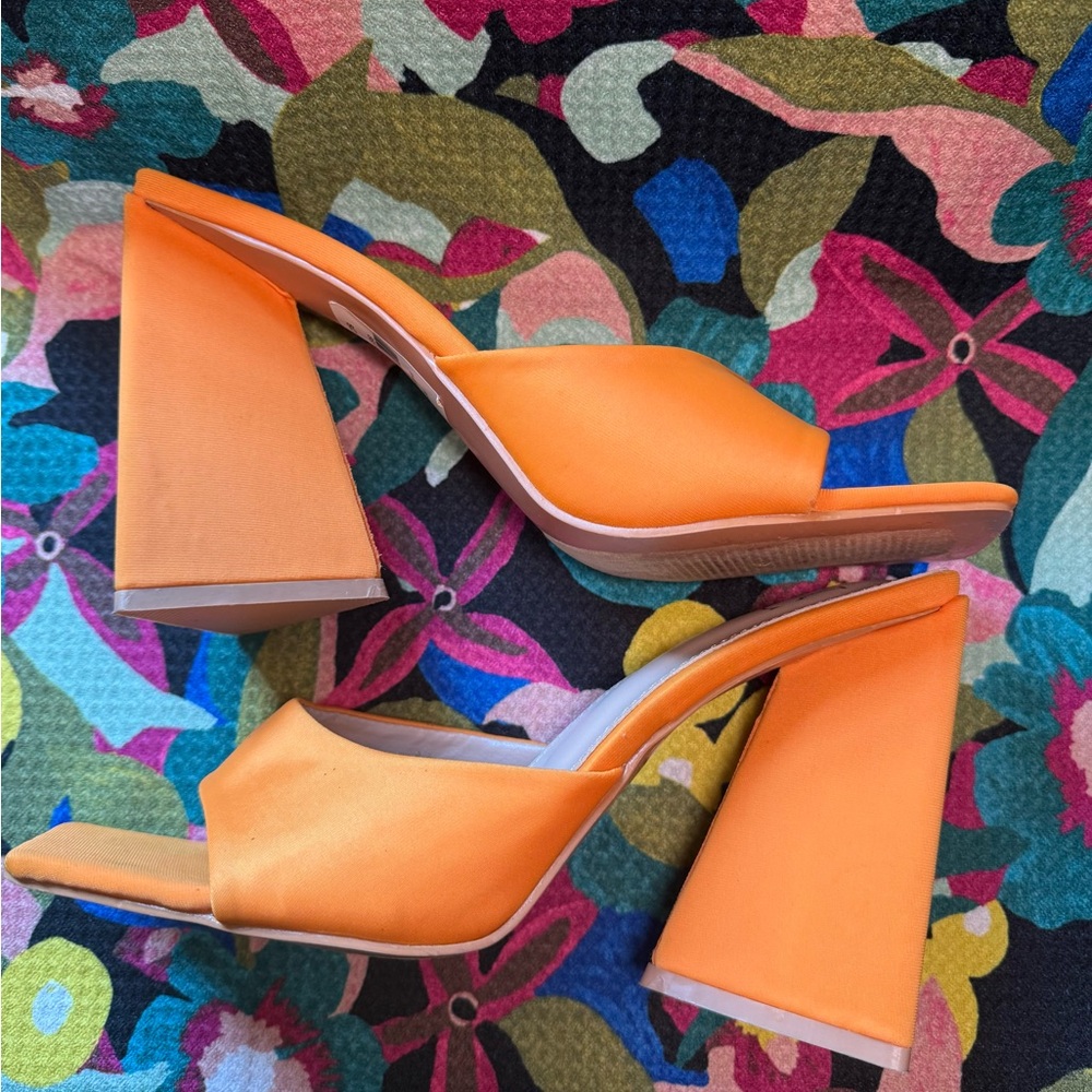 New York & Company Orange Heels with Chunky Block Heel